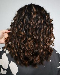 Caramel Highlights Curly Hair Combo Is Trending And These 20 Pics Prove Why Balayage On Black Hair Curly, Cool Light Brown Hair With Highlights, 2c Highlights, Honey Highlights On Curly Hair, Curly Died Hairstyles, Highlights For Curly Brown Hair, Highlights For Curly Hair Natural Curls Ombre Dark Brown, Highlights On Curly Hair Natural Curls, Brown Curly Hair With Highlights Caramel