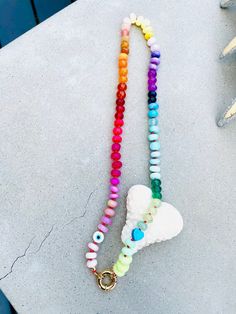 Ombre Necklace, Protection Eye, Rainbow Gemstones, Rainbow Necklace, Turquoise Howlite, Stretchy Bracelets, How To Make Beads, Gemstone Necklace, Tassel Necklace