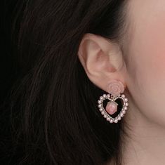 Cutest wild rose floral stud earrings with pastel pink baby strawberry drop and pearl beaded heart shaped hoop dangle. Super adorable accent, girly pinky dreamy vibes. A pair of handmade delicate unique earrings. Perfect gift for girls, a little cute spice to elevate your style! 💎 Features: ♥ Handcrafted Earrings ♥ Material: gold plated sterling silver ♥ Main stone: cultured pearl bead, resin, acrylic ♥ Push Closure 💎 Details: ♥ Approximate Measurements: - Length: 1.5 inches - Width: 1 inches Cute Single Earring Jewelry For Valentine's Day, Cute Single Earring For Valentine's Day, Pink Elegant Flower Earrings For Valentine's Day, Pink Rose Design Flower Earrings For Valentine's Day, Feminine Pink Jewelry With Rose Design, Elegant Pink Flower Earrings For Valentine's Day, Pink Rose Design Jewelry For Valentine's Day, Pink Heart Earrings For Wedding, Pink Rose Design Earrings For Valentine's Day