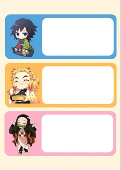 the four avatars are shown in three different frames, one with an anime character on it