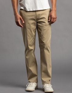 Rsq Straight Chino Pants. Straight Fit Through Hip, Thigh And Leg Opening. Similar To The Slim Straight, But Bigger All Around. Twill Chino With Stretch. Flat Front. Side Slip Pockets. Back Welt Pockets With Rsq Logo On Left Pocket Opening. Button Waist With Zip Fly. Approx. Leg Opening: 17.5". 97% Cotton, 3% Spandex. Machine Wash. Imported. Casual Slim Fit Wide Leg Pants, Casual Wide Leg Slim Fit Pants, Casual Work Pants, Slim Fit With Wide Leg, Casual Beige Full-length Dress Pants, Fitted Khaki Straight Leg Bottoms, Casual Slim Fit Full-length Work Pants, Casual Slim Fit Full Length Work Pants, Casual Khaki Dress Pants For Summer, Slim Fit Cotton Bottoms With Wide Leg