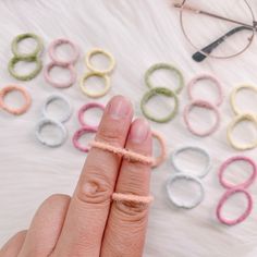 "Are you tired of the rubber bands pulling or snagging your little ones fine hair? Look no further! These soft baby hair ties with mini hoops are designed to be gentle on thin hair, easy to put on, and slide right out. Perfect for everyday uses and creating different hair styles. Great as gifts to children and grandchildren. These small packs fit perfectly as Christmas stocking stuffers.  DETAILS: one set includes 6 pairs 12 ties. Shipped through flat envelope.  Baby hoops: 3/4\" Toddler hoops: Baby Hair Ties, Best Hair Ties, Toddler Hair Accessories, Wispy Hair, Baby Hair Bands, Gentle Baby, Baby Hair Accessories, Christmas Stocking Stuffers, Dye Free