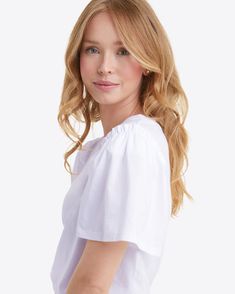 Short Sleeve Easy Knit Top in White – Draper James Easy Knit Top, Dresses Date Night, Casual Date Night, Easy Knit, Short And Sweet, Draper James, Date Night Dresses, Strawberry Blonde, Butterfly Sleeves