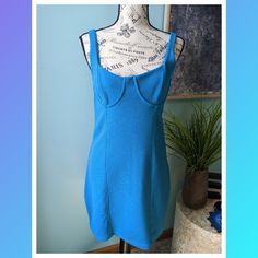 Zara Size Large Turquoise/ Bright Blue Mini Dress Slip On, No Zippers Thicker Than Spaghetti Straps Polyester And Elastane Stretchy And Fun Never Worn, Only Tried On New Without Tags Blue Bodycon Dress With Straight Neckline For Summer, Blue Bodycon Dress With Straight Neckline, Blue Mini Dress With Straight Neckline, Blue Stretch Sundress, Blue Stretch Sundress Mini Dress, Casual Blue Mini Dress With Straight Neckline, Casual Blue Dress With Straight Neckline, Blue Mini Dress With Spaghetti Straps And Lining, Casual Turquoise Sleeveless Mini Dress