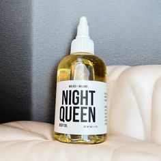 Night Queen - inspired by the beautiful queen of the night flower, with notes of black plum, white jasmine, and ylang ylang on a base of dark woods and musk. Our body oils are formulated using simple, skin-loving ingredients. These oils are light-weight and absorb quickly into the skin, to leave your skin feeling smooth and moisturized, but not greasy. Apply a small amount of oil onto your skin after a shower or bath to seal in moisture, and keep your skin feeling soft and moisturized all day. I Queen Of The Night Flower, Scented Body Oils, Dry Skincare, Dry Body Oil, Queen Of The Night, Dark Woods, White Jasmine, Shower Oil, Perfume Scents