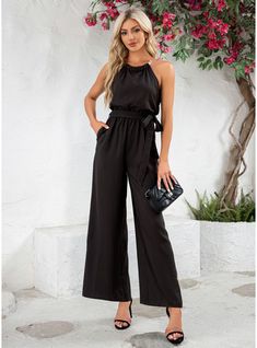 JJ's House Yes Polyester Maxi Halter Spring Summer Jumpsuit/Pantsuit Elastic Waist NO Black S Height:5.7ft(174cm) Bust:33.5in(85cm) Waist:26in(66cm) Hips:36in(91cm) Dress. #JJ's House #Yes #Polyester #Maxi #Halter #Spring #Summer #JumpsuitPantsuit #ElasticWaist #NO #Black #S #Dress Formal Full-length Jumpsuits And Rompers For Spring, Chic Full-length Jumpsuits And Rompers With Pockets, Fitted Casual Solid Color Pantsuit, Full-length Summer Jumpsuits For Work, Casual Sleeveless Pantsuit For Party, Chic Full-length Non-stretch Jumpsuit, Full Length Jumpsuits And Rompers For Spring Workwear, Full Length Summer Jumpsuits And Rompers For Work, Chic Full Length Non-stretch Jumpsuits And Rompers