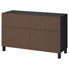 the sideboard is made from wood and has black legs