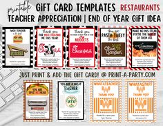 the gift card templates for teachers appreciation end of year give - off is here