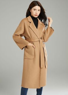 "This elegant brown coat features a classic wrap, belted waist and full length sleeves. The perfect drape for a relaxed style that's easy to style. ★★ FEATURES More color: https://etsy.me/3wsq0Kk 50% wool, 50% fiber, nylon Two side pockets Belt closure Lapel collar Long sleeve Side split Belted wool coat Long wool coat Casual wool coat Perfect for winter, autumn Dry clean ★★Mode size Height 170cm (5′ 7″) Bust 84 cm (33\") Waist 66 cm (26\") She wears size XS. ★★ Custom order selection, Will char Long Sleeve Wool Coat With Belted Cuffs, Solid Wool Coat With Belted Cuffs, Wool Coat With Belted Cuffs, Elegant Brown Wool Coat For Spring, Solid Belted Wool Coat For Office, Winter Outerwear With Lapel Collar And Belt, Winter Outerwear With Belt And Lapel Collar, Brown Belted Winter Outerwear, Belted Brown Outerwear For Winter