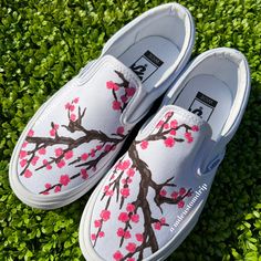 All Unisex Sizing Is Available! All Sneakers Are Painted With High-Quality Paint Meaning It's Water-Resistant, Non-Smudging Leather Paint, And Finished With Finishers And Scratch-Resistant Protectors! Orders Take About 1-4 Weeks Depending On How Many Orders I Have. Please Keep In Mind That Our Sales Are Final. (No Returns, No Refunds, No Exchanges!!) You Will Either Receive Men's Or Women's Shoes When You Order. We Have Matched Up The Sizes To Ensure Identical Measurements. Choose Sizes Carefull Spring Slip-on Custom Sneakers, Nike Custom Pink Sneakers For Spring, Nike Spring Sneakers With Round Toe, Spring Nike Custom White Sneakers, Nike Custom Sneakers For Spring, White Custom Sneakers With Rubber Sole For Spring, Spring Custom Sneakers With White Sole, Painted Vans Slip On, Custom Slip On Vans