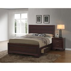 a bedroom scene with focus on the bed and nightstands