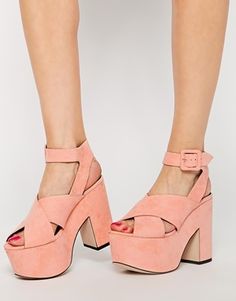 Enlarge ASOS HUMBLE PIE Platforms Bimbocore Outfits, High Heel Sandals Platform, Humble Pie, Pink Platforms, Platform Heels Chunky, Chunky Block Heels