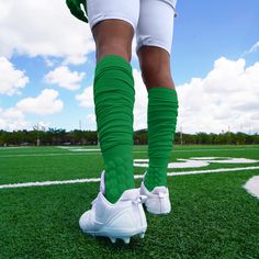 Choose padded socks designed to protect your feet and legs for the long haul with your completing tryouts or in a game. The best padded socks from SLEEFS will provide complete support to your feet with extra padding, designed to protect sensitive areas like your ankles. With padded football socks, it is less likely that you will sustain a significant injury during a fall. These padded running socks are also designed to keep levels of moisture under control. Stop sweat or water soaking your feet with sports gear made from moisture wicking material. The nylon/spandex blend will guarantee that your feet will stay dry for the duration of a game. This added level of comfort will ensure you can focus on reaching your maximum potential. Padded ankle socks from SLEEFs are suitable for a wide range Breathable Green Sports Socks, Breathable Sports Socks In Green, Green Non-slip Sports Socks, Non-slip Sporty Socks For Sports Events, Breathable Knee-high Socks For Training, Breathable Sports Knee-high Socks, Green Stretch Sports Socks, Breathable Compression Knee-high Socks For Sports, Non-slip Fitted Sports Socks