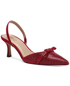 INC International Concepts Women's Gelsey Slingback Kitten-Heel Pumps, Created for Macy's & Reviews - Heels & Pumps - Shoes - Macy's Red Fitted Slingback Pumps For Spring, Holiday Slingback Pumps, Red Fitted Slingback Pumps For Party, Heels Closed Toe, Kitten Heel Sandals, Toes Designs, Slingback Heels, Kitten Heel Pumps, Slingback Heel