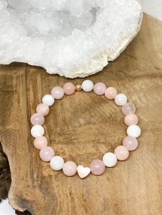 Pearl Bracelet, Natural Stone, Moonstone, Sunstone, Pink Quartz, Feminine Jewelry, Softness Bracelet, Lithotherapy, Wedding - Etsy Pink Rose Quartz Bracelets For Meditation, Pink Moonstone Jewelry Gift, Rose Quartz Crystal Bracelet With Natural Stones, Round Rose Quartz Crystal Bracelet With Natural Stones, Pink Rose Quartz Bracelet For Meditation, Pink Rose Quartz Stretch Bracelet With Natural Stones, Moonstone Gemstone Beaded Bracelet As Gift, White Rose Quartz Beaded Bracelets As Gift, White Rose Quartz Beaded Bracelet As Gift