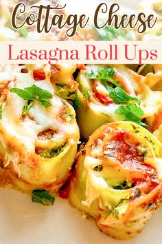 the lasagna rolls are stuffed with cheese and spinach