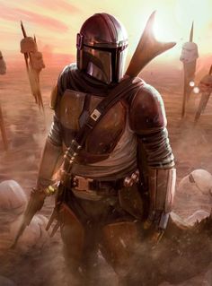 the star wars movie poster features boba fett and other characters in full armor