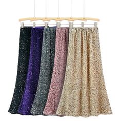 Sparkling Sequin Skirt Collection - Five Color Options Evening Glitter Skirt For Party Season, Long Party Skirt With Sequins, Long Sequined Party Skirt, Elegant Sequined Maxi Skirt For Party Season, Glamorous Festive Evening Skirt, Glamorous Evening Festive Skirt, Chic Sequined Maxi Skirt For Party, Elegant Sequin Skirt For Festive Occasions, Glamorous Sequined Maxi Skirt For Party Season