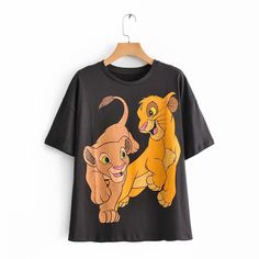 Bring out your inner kidcore style with this fun and fashionable cartoon print o neck short sleeve t-shirt. featuring a vibrant design, this t-shirt is the perfect addition to your wardrobe. Ariel Cartoon, Jungle Cartoon, Fairy Cartoon, Tinkerbell Fairy, Duck Cartoon, Mouse Cartoon, Summer Cartoon, Disney T Shirt, Cute Lion