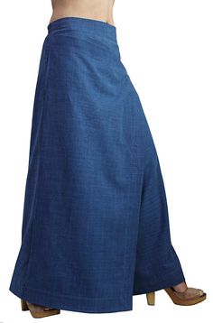 image 2 Indigo Full Length Bottoms For Summer, Solid Color Baggy Long Skirt, Indigo Fitted Wide Leg Pants, Fitted Indigo Wide Leg Pants, Fitted Wide Leg Indigo Pants, Indigo Fitted Wide Leg Bottoms, Indigo Wide Leg Fitted Bottoms, Fitted Indigo Wide Leg Bottoms, Indigo High Waist Fitted Bottoms