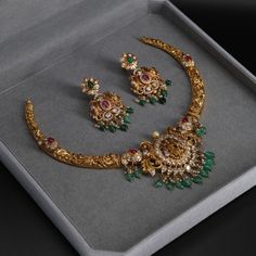 Buy Necklaces Online | Regal Mayuri Kanti Set from Indeevari Gold Kanti Designs, Kante Model Necklace, Gold Kante Necklace Designs, Neck Sets Jewellery, Wedding Gold Jewellery Indian, Small Choker Necklace Indian Gold, Kante Indian Jewellery, Neck Sets Jewellery Gold, Kante Necklace Designs