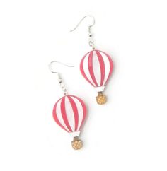 "These beautifully handcrafted earrings are the perfect solution for fun fashion lovers who want to add novelty and whimsy to their wardrobe. Created with the intention to bring beauty and joy, these dangles are sure to bring a smile to your face. Made with three different finishes of acrylic, these earrings are the perfect accessory to add some fun to your wardrobe. THE FINER DETAILS OF THE HOT AIR BALLOON EARRINGS: - Each hot air balloon measures 1.57\" from top to bottom and .93\" wide - Pink Quirky Handmade Pink Earrings, Quirky Hypoallergenic Dangle Earrings, Playful Handmade Drop Earrings, Quirky Pink Earrings, Hot Air Balloon Earrings, Pink Hot Air Balloon, Balloon Earrings, Vintage Inspired Earrings, Acrylic Jewelry