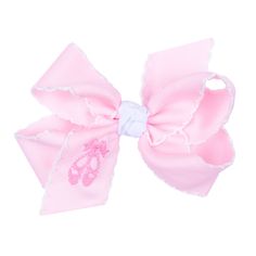 Sweet ballet slippers embroidered on this hair bow is perfect for all little ballerinas. Medium Size: 5" x 3" (1.5" ribbon)King Size: 6.25" x 5" (2.25" ribbon) Slippers Embroidered, Little Ballerina, Ballet Slippers, Ballerinas, Hair Bow, King Size, Medium Size, Hair Bows, Slippers