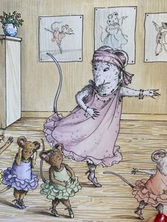 a drawing of a mouse dancing with other mice