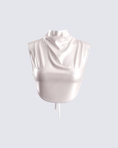 Fitted Satin Crop Top, Satin Crop Top For Night Out, Satin Crop Top For Party, Cropped Satin Top For Evening, Satin Cropped Top For Evening, Stretch Satin Crop Top For Night Out, Evening Satin Cropped Top, Chic Satin Stretch Crop Top, Chic High Neck Crop Top For Party