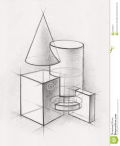 a pencil drawing of various shapes and sizes on white paper stock photo 547982