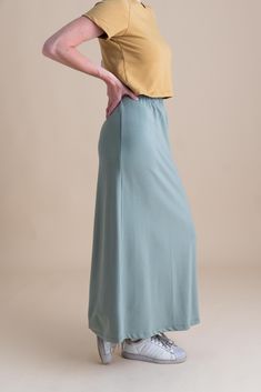 The Lounge Maxi Skirt is both flattering and simple, this skirt is a fantastic way to lounge or it can be dressed up and taken out for dinner or work. It travels well, and looks great with our crop tees and cardigans. Our Lounge Collection features the softest and stretchiest organic cotton French Terry! You can freely move or lounge in long-lasting 95% organic cotton and 5% spandex. Feel completely at ease in soft earth tones, 4-way stretch, and fabric that is just so flattering for all bodies. Soft Earth Tones, The Lounge, Work It, Sustainable Clothing, Athletic Wear, Bike Shorts, Crop Tee, Yoga Leggings, Earth Tones