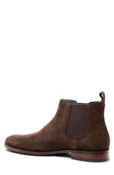 Burnished leather and a plain toe bring sleek polish to a cushioned Chelsea boot grounded by a flexible rubber sole. Leather and textile upper/leather lining/rubber sole Imported Chelsea Boots Men, Chelsea Boot, Brown Suede, Boots Men, Chelsea Boots, Rubber Sole, Chelsea, Sleek, Nordstrom