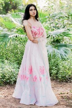 Shop for Salt and Spring Pink Organza Sequins Embroidered Lehenga Set for Women Online at Aza Fashions Blush Pink Skirt, Sequins Lehenga, Sheer Dupatta, Embroidered Lehenga, Skirt Style, Pink Skirt, Floral Motifs, Cut Work, Embroidered Blouse