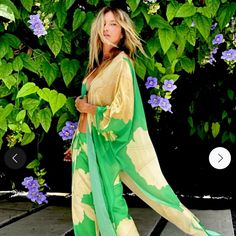 Prety Set Of Soft, Light, Breezy Suit Pants, Not Shiphone, Opaque, With String And Long Shiphone Kimono, Size Xl. Very Comfy, Sexy, Feminine And So Very Vertisile . Large Green Tropical Leaves On Beige Bakground. Comes With Belt. Happy Poshing Tropical Green Vacation Sets, Green Wide Leg Sets For Vacation, Tropical Green Beach Sets, Green Tropical Beach Sets, Tropical Green Sets For Spring, Spring Tropical Green Sets, Green Beach Sets With Wide Leg, Bohemian Style Summer Sets With Wide Leg, Bohemian Wide Leg Summer Sets