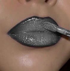 Lip References, Dark Purple Lips, Silver Lips, Silver Lipstick, Goth Stuff, Silver Makeup, Everyday Makeup Tutorials