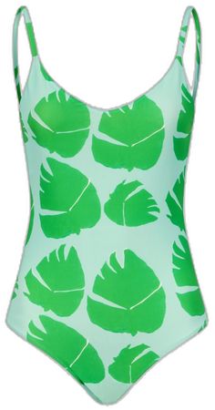 Green One-piece Swimwear With Tropical Print, Green Tropical Swimwear With Leaf Print, Green Sleeveless Tropical Swimwear, Tropical Green Sleeveless Swimwear, Green Leaf Print Beachwear Swimwear, Tropical Green Swimwear, Tropical Green Swimwear For Swimming, Green Printed Swimwear, Green Printed Summer Swimwear