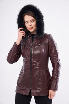 Burgundy Genuine Leather Jacket , Our products are 100% genuine leather; It is produced in master hands with quality materials and delicate hand workmanship. Fitted Leather Jacket With Detachable Hood For Fall, Fitted Leather Hooded Jacket With Long Sleeves, Brown Leather Jacket With Detachable Hood, Brown Leather Hooded Winter Jacket, Brown Leather Hooded Jacket For Winter, Fitted Leather Hooded Jacket For Fall, Fitted Leather Hooded Jacket With Double-lined Hood, Brown Fitted Hooded Jacket For Fall, Fitted Brown Hooded Jacket For Fall