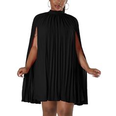 Women’s Casual Cape Sleeve Pleated Split Short Dress Loose Fit Cocktail Party Flowy Dress Product Details Size: Xx-Large Color: 23black Brand: No Brand Mpn: Does Not Apply Upc: Does Not Apply Ean: Does Not Apply * Department : Womens * Date First Available : December 17, 2022 Black Pleated Mini Dress For Party, Black Stretch Pleated Mini Dress, Casual Cape, Casual Chiffon Dress, Line Dresses, A Line Dresses, Chiffon Fashion, Clubwear Dresses, Cape Dress