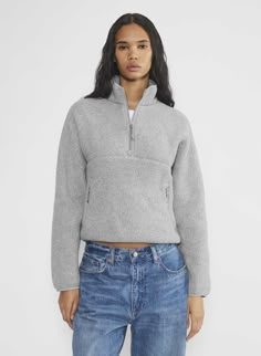 POLARTEC® THERMAL PRO® 1/2 ZIP SWEATER | Aritzia Aritzia Polar Fleece, Snow Clothes Aesthetic, Aritzia Outfit Aesthetic, Aritzia Fleece, Aritzia Aesthetic, Soft Boho Aesthetic, New Wardrobe Aesthetic, School College Outfits, Aritzia Style