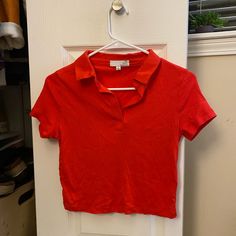 Cropped Look, Really Cute And Trendy. Never Worn, Just Wrinkled (No Flaws). Great High Quality Fabric Trendy Red Collared Top, Nordstrom Cotton Short Sleeve Tops, Nordstrom Short Sleeve Tops For Summer, Nordstrom Cotton Summer Tops, Red Tee, Quality Fabric, Nordstrom, Womens Tops, Crop Tops