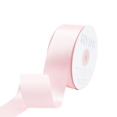 a roll of pink satin ribbon with the word krw's on it