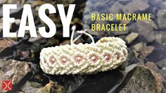 an easy crochet beaded bracelet is shown on the rocks