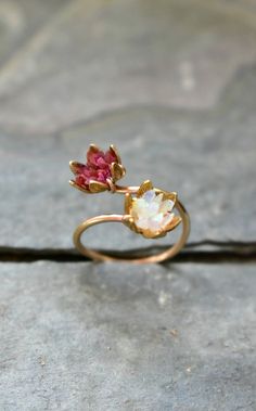 Unique Opal Ring Lotus Flower Ring & Yellow Gold Uncut | Etsy Unique Opal Ring, Proposal Rings, Lotus Flower Ring, Womens Rings, Unique Opal, Rings Ideas, Rings Unique, Unique Diamond Engagement Rings, Brown Stone