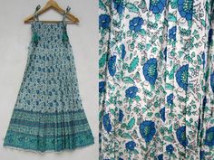 "ITEM DESCRIPTION sea green floral printed cotton bohemian long women maxi dress - sleeve less strap tassel summer maxi dress - picnic wear printed dress Features : sleeve less, Long dress Material : Soft cotton voile fabric  For more sizes & their measurement, please refer our below chart to understand the sizes variations available with us For your size requirement, please mention your size in seller note at the time of buying. SIZE MEASUREMENT BUSTLENGTHSHOULDER XXS34 inch48 inch13.5 inch XS36 inch48 inch14 inch S38 inch48 inch14.5 inch M40 inch48 inch15 inch L42 inch48 inch16 inch XL44 inch48 inch16.5 inch XXL46 inch48 inch17 inch XXXL         48 inch18 inch Bust, dress length, shoulder, sleeve length and bodice length, all can be custom made according to requirement of the buyer. Buye Bohemian Cotton Sleeveless Sundress, Bohemian Sleeveless Cotton Sundress, Summer Floral Print Cotton Maxi Dress, Summer Cotton Maxi Sundress, Summer Cotton Maxi Dress With Boho Print, Cotton Maxi Sundress For Summer, Bohemian Maxi Sundress For Garden Party, Cotton Maxi Dress For Summer Garden Party, Spring Boho Print Maxi Sundress