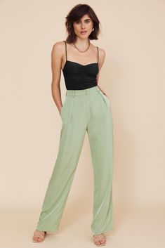 DETAILS Fuss-free trousers that are as trendy as they are comfy. The Andie flared pants have a glossy satin finish, and it’s a versatile piece that can be dressed up or down depending on the occasion. Length: Long Easy fit Unlined Belt loops included Front button Side pockets Color: Sage GreenComposition: Polyester SIZE & FIT Full Size Guide Model wears a AU 8 / US 4 / Size S Height: 173cm / 5'8'' Bust: 84cm / 33'' Waist: 64cm / 25'' Hips: 89cm / 35'' *** PLEASE NOTE*** The Lakeyo clothing range runs half a size smaller than standard AU clothing sizes, please consider the size before purchase, thank you! Wool Winter Coat, Winter Pants, Winter Tops, Flared Pants, Winter Essentials, Flare Pants, Wool Coat, Satin Finish, Night Dress