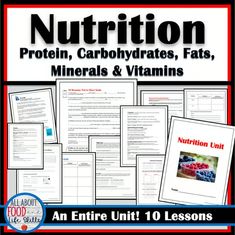 an entire unit 10 lesson on nutrition, carbohydrates, fats, and vitamins