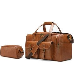 Elevate your travel organization with our premium PU Leather Travel Set. This set includes a spacious Duffle Bag with a separate shoe compartment, a convenient Toiletry Dopp Kit with dual zipper closure, and a waterproof Drawstring Dirty Laundry Bag. Stay organized and stylish on your journeys with this high-quality faux leather travel kit. Size: one size.  Color: Brown.  Gender: male.  Age Group: adult. Mens Duffle Bag, Leather Duffel Bag, Leather Duffel, Dopp Kit, Dirty Laundry, Travel Set, Travel Organization, Travel Kits, Duffel Bag