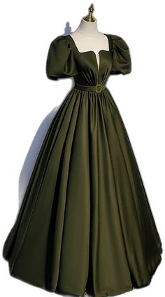 Green Satin A-line Dress, Satin Prom Dress In Solid Color, Solid Satin Dress For Banquet, Solid Color Satin Banquet Dress, Solid Satin Banquet Dress, Fitted A-line Satin Dress, Fitted Solid Color A-line Satin Dress, Solid Fitted A-line Satin Dress, Fitted Solid A-line Satin Dress