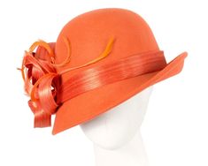 Exclusive orange felt winter fashion hat from latest Fillies Collection. Elegant shape decorated with silk abaca loops and feathers. Perfect for everyday wear or winter race events.  Made in Australia  Renown Fillies Collection brand  Winter fashion hat  Fits up to 58cm Princess Hat, Hat Fits, Winter Hat, Hat Fashion, Hats For Women, Feathers, Winter Hats, Winter Fashion, Everyday Wear