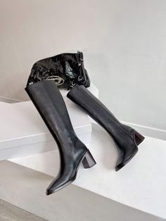 calf leather heel: 7cm rubber sole High Boots, Knee High Boots, Leather Heels, Calf Leather, Knee High, Rubber Sole, Boots, Heels, Leather